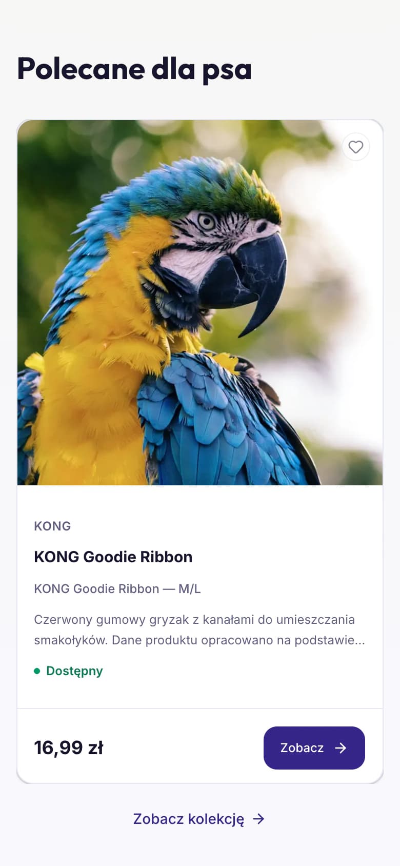 Mobilny widok ścieżki zakupowej Zoocel.