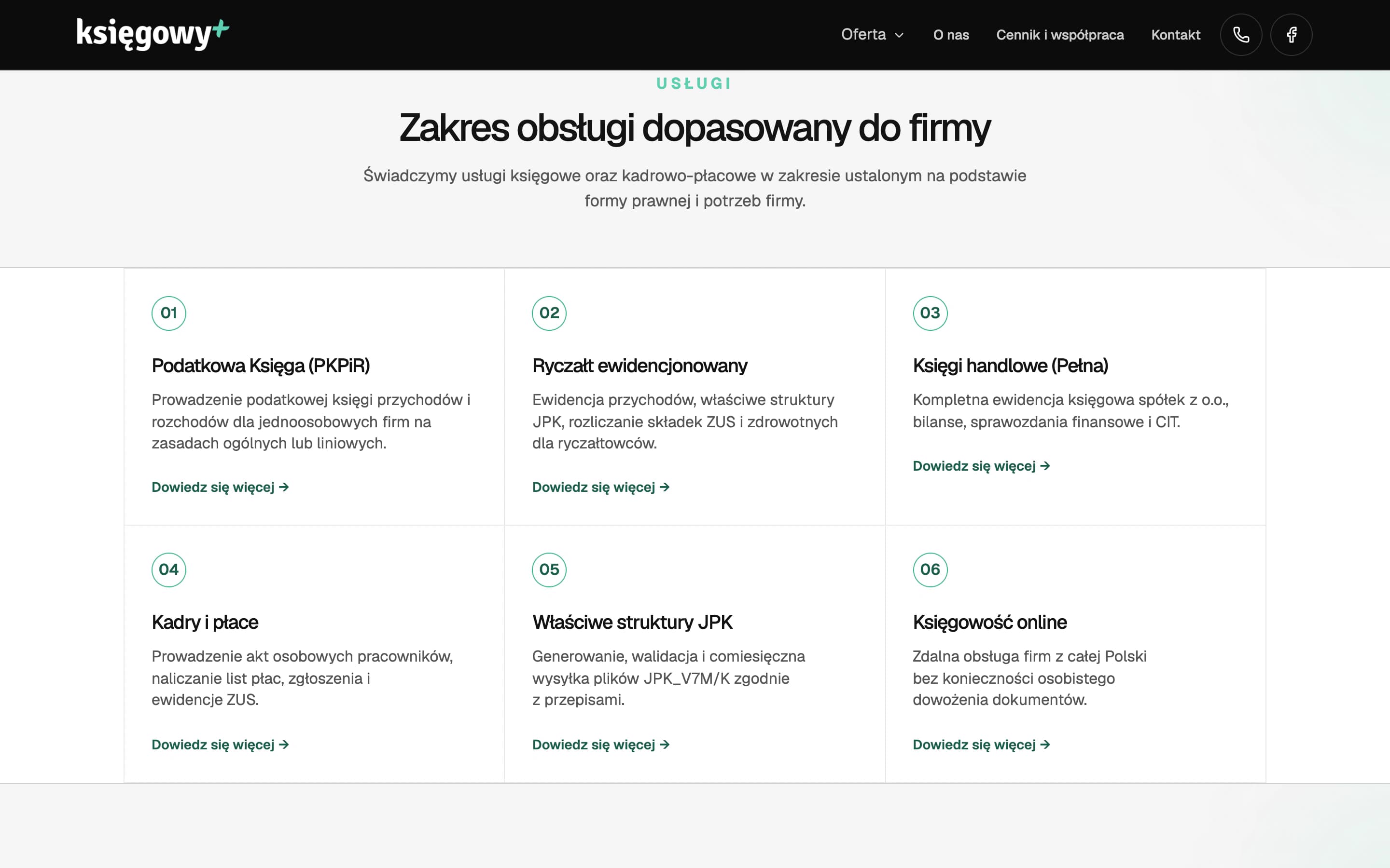 Zakres usług księgowych, kadrowych i płacowych Księgowy Plus.